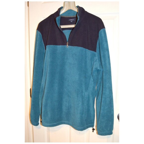 Croft & Barrow Blue & Black Men's Size L Long Sleeve Pullover Sweatshirt 1/4 Zip - Picture 1 of 3